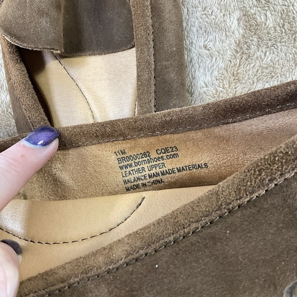 Born Brown Leather Driving Loafers Moc Toe Slip On Flats Casual Trend Womens 11M